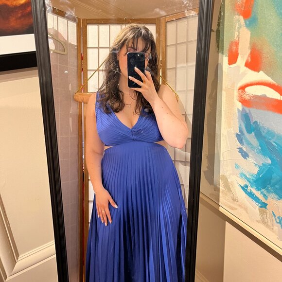 Abercrombie & Fitch Giselle Cutout Pleated Blue Dress Women’s Sz Medium - Picture 13 of 13